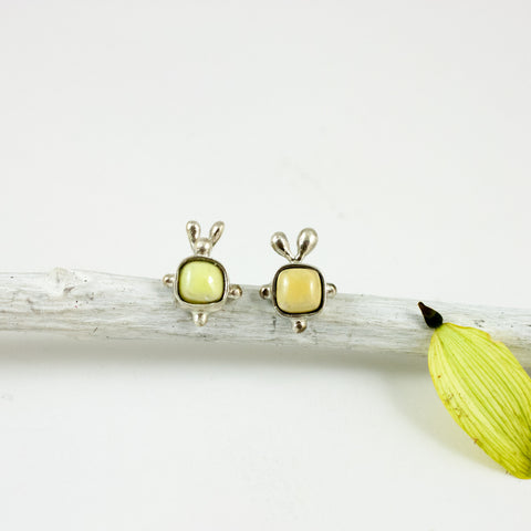 Tiny yellow silver earrings