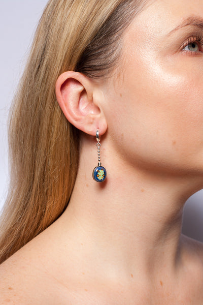 BON BON Blue and orange dangle earrings