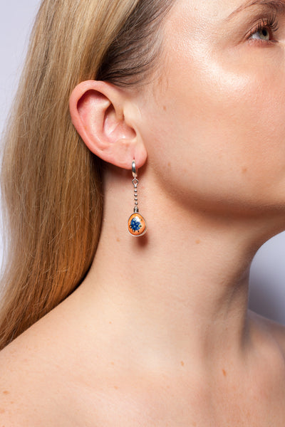 BON BON Blue and orange dangle earrings