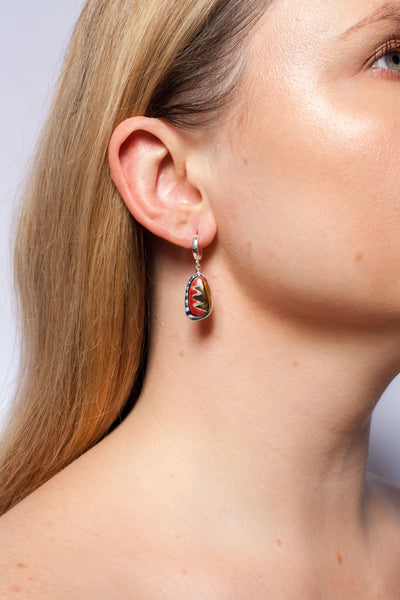 Royal silver earrings with golden crowns