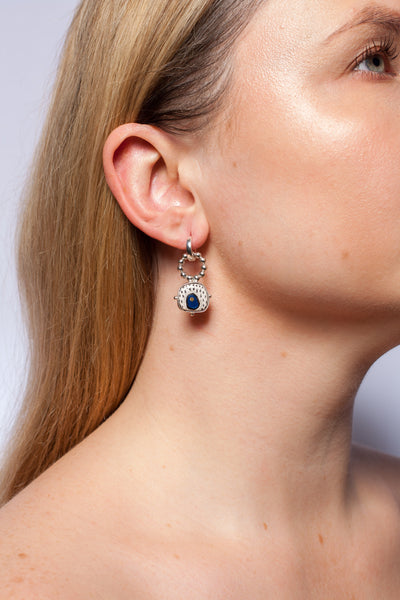 BON BON Blue and white earrings with dots