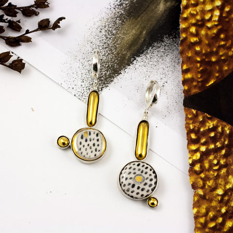 BON BON White and gold color earrings with dots