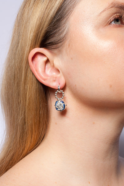 BON BON Blue and white earrings with dots