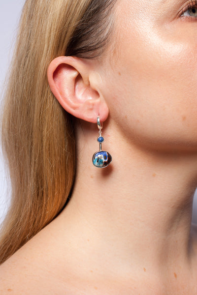 Blue and aubergine dangle earrings BON BON