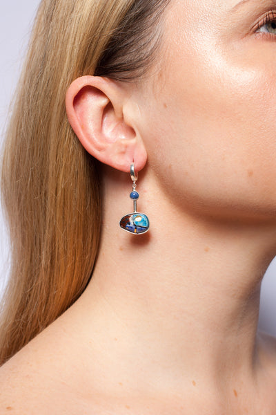 Blue and aubergine dangle earrings BON BON
