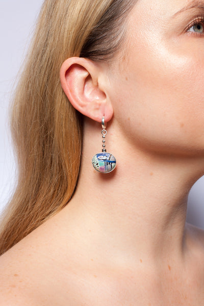 Bright blue and purple color earrings with silver clasps