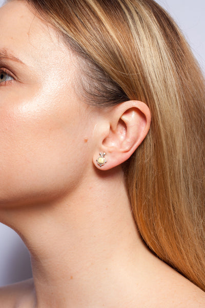 Tiny yellow silver earrings