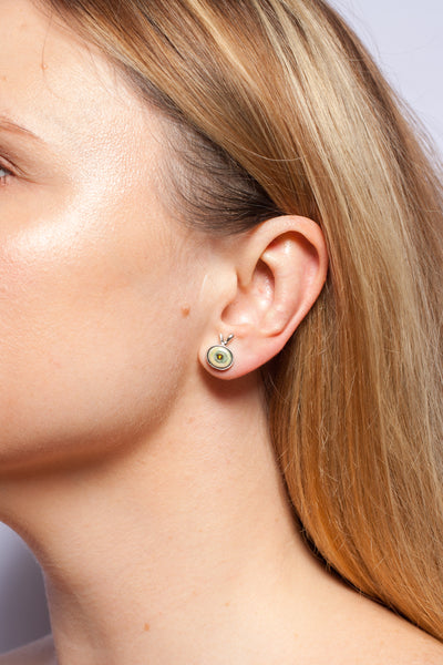 Žalios spalvos auskarai su keramika