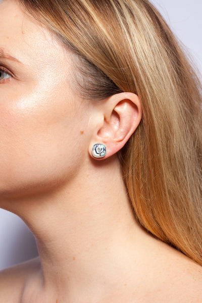 BON BON blue and white earrings with hearts