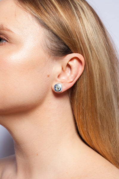 BON BON blue and white earrings with hearts