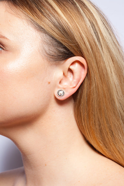 Blue mismatched silver earrings with tiny hearts