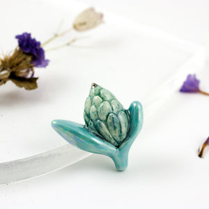 Turquoise color organic form brooch