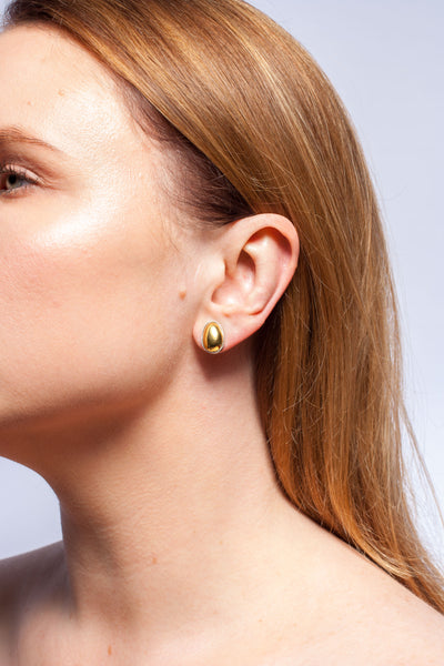 Minimalistic gold plated ceramic silver earrings