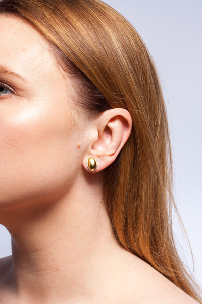 Minimalistic gold plated ceramic silver earrings