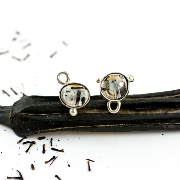 ABSTRACT auskari ar grafiskiem motīviem un sudraba detaļām