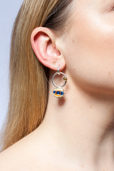 Sviestgaiši dzelteni BON BON gari auskari ar keramiku