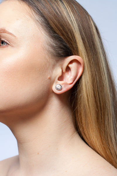 BON BON Pink and purple silver earrings with gold luster