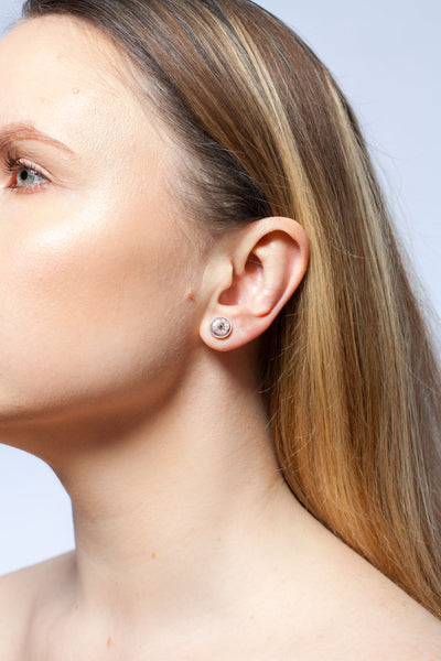 BON BON Pink and purple silver earrings with gold luster
