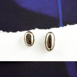 Minimalistic platinum plated ceramic silver earrings