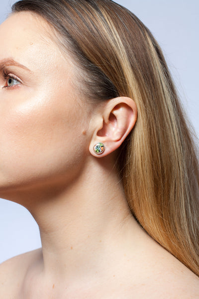 Green BON BON earrings with orange details