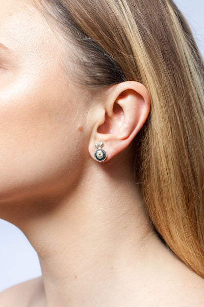 Black and grey mini ABSTRACT earrings with ceramics