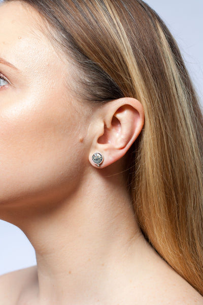 Black and grey mini ABSTRACT earrings with ceramics