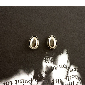 Mini platinum plated ceramic silver earrings