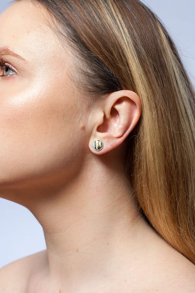 White and gold ABSTRACT earrings with graphic design