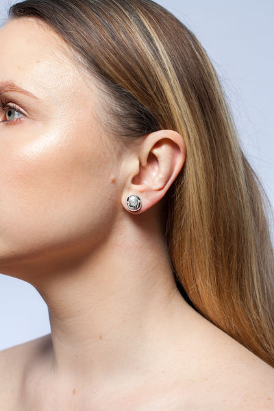 ABSTRACT dark silver earrings with ceramics