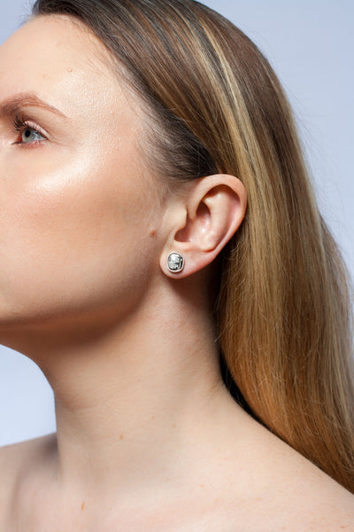 ABSTRACT dark silver earrings with ceramics