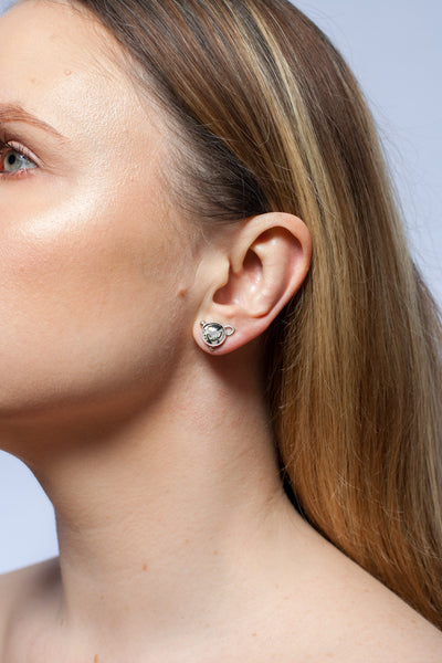 ABSTRACT auskari ar grafiskiem motīviem un sudraba detaļām