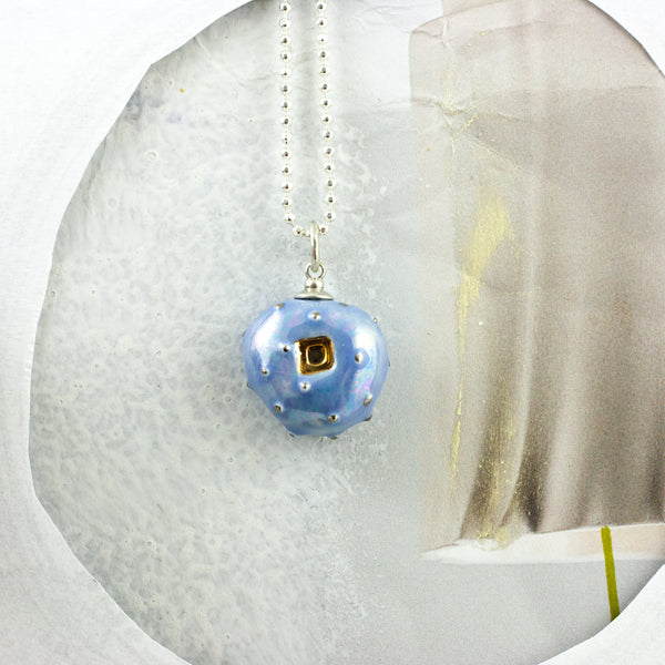 Blue mini pendant with platinum luster dots