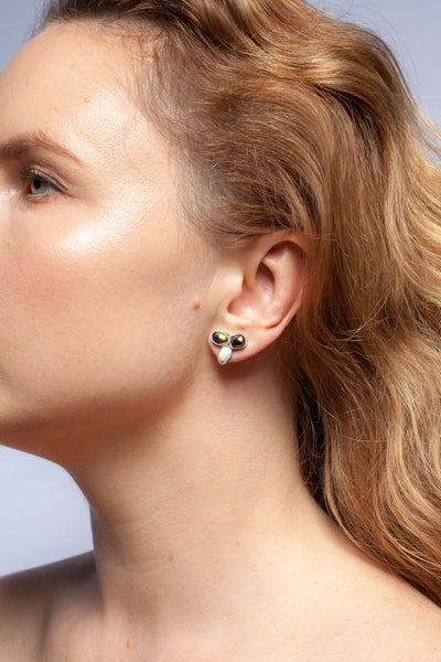 Different form ABSTRACT earrings with gold luster