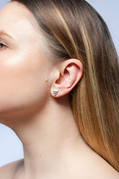 3X3 collection white silver earrings with platinum and gold decore