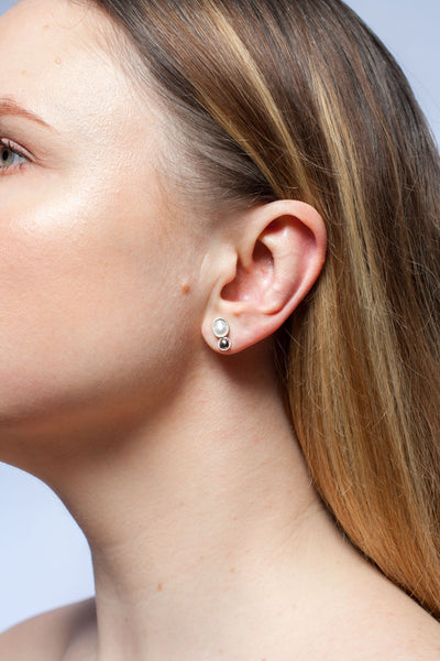 3X3 collection white silver earrings with platinum and gold decore