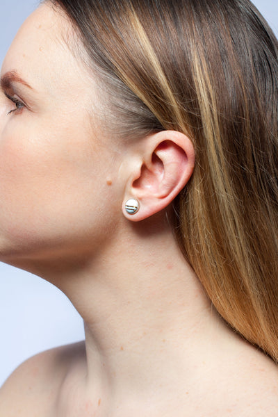 3X3 collection blue mismatched silver earrings