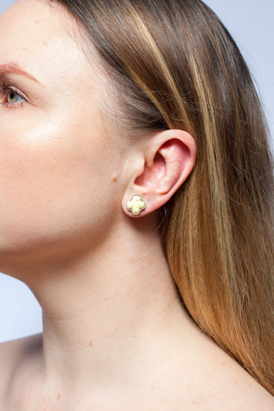 3X3 collection butter yellow asymmetrical silver stud earrings