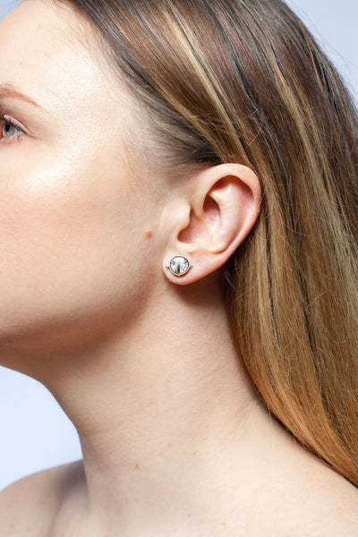 ABSTRACT White mismatched artsy ceramic earrings