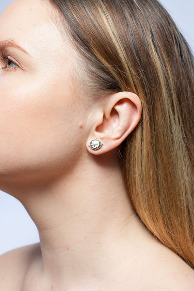 ABSTRACT White mismatched artsy ceramic earrings