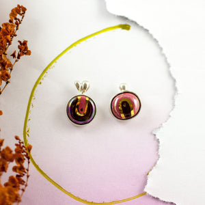 Dark pink and gold color earrings