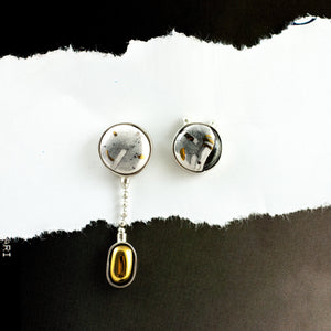 ABSTRACT different form earrings with gold luster
