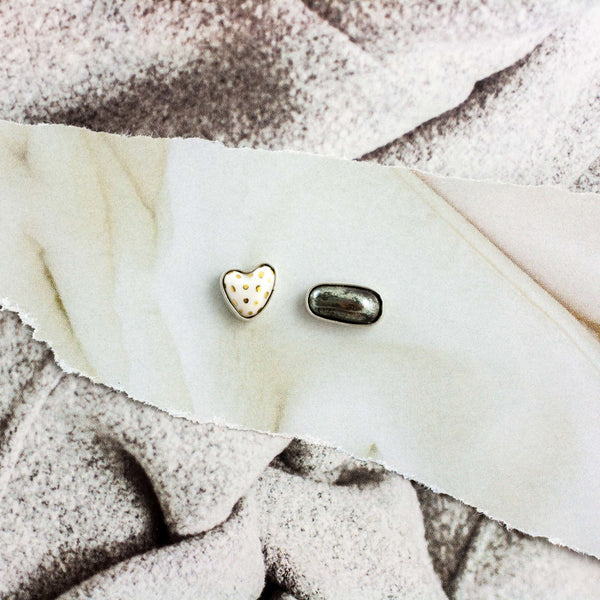 3X3 kolekcijos auskarai su keramikos širdutėmis