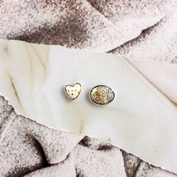 3X3 kolekcijos auskarai su keramikos širdutėmis