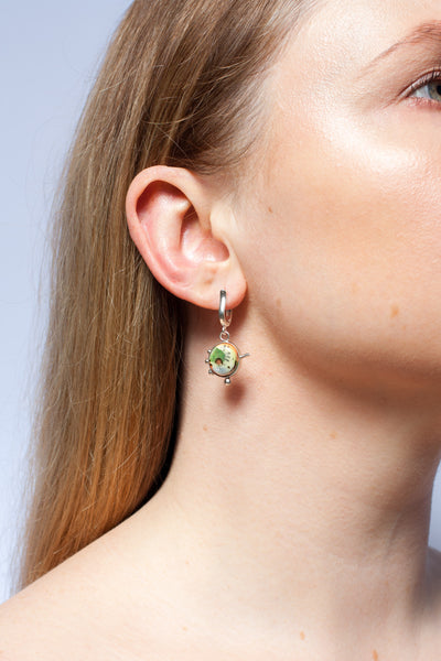 BON BON orange and green ceramic dangle earrings
