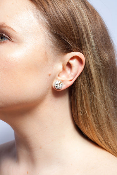 White and black mismatched ceramic earrings ABSTRACT