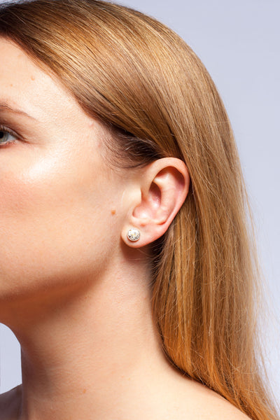 White and black mini ABSTRACT earrings with lines