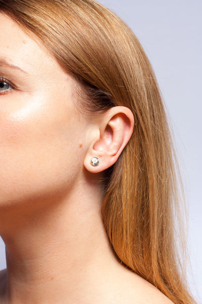 White color ABSTRACT earrings with ceramics