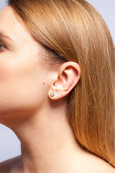 White color ABSTRACT earrings with ceramics