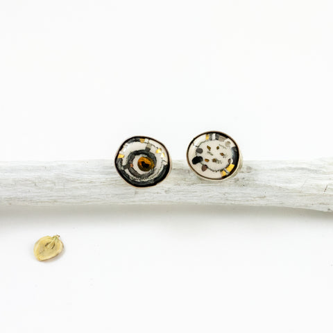 Earrings ABSTRACT with dots and gold color details