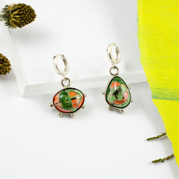 BON BON colorful ceramic silver earrings